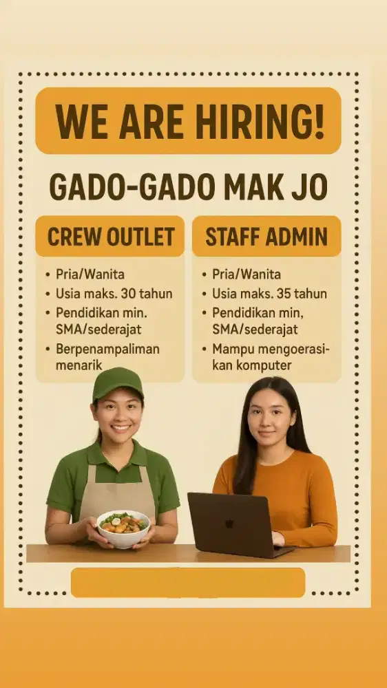 Loker untuk jaga outlet makanan