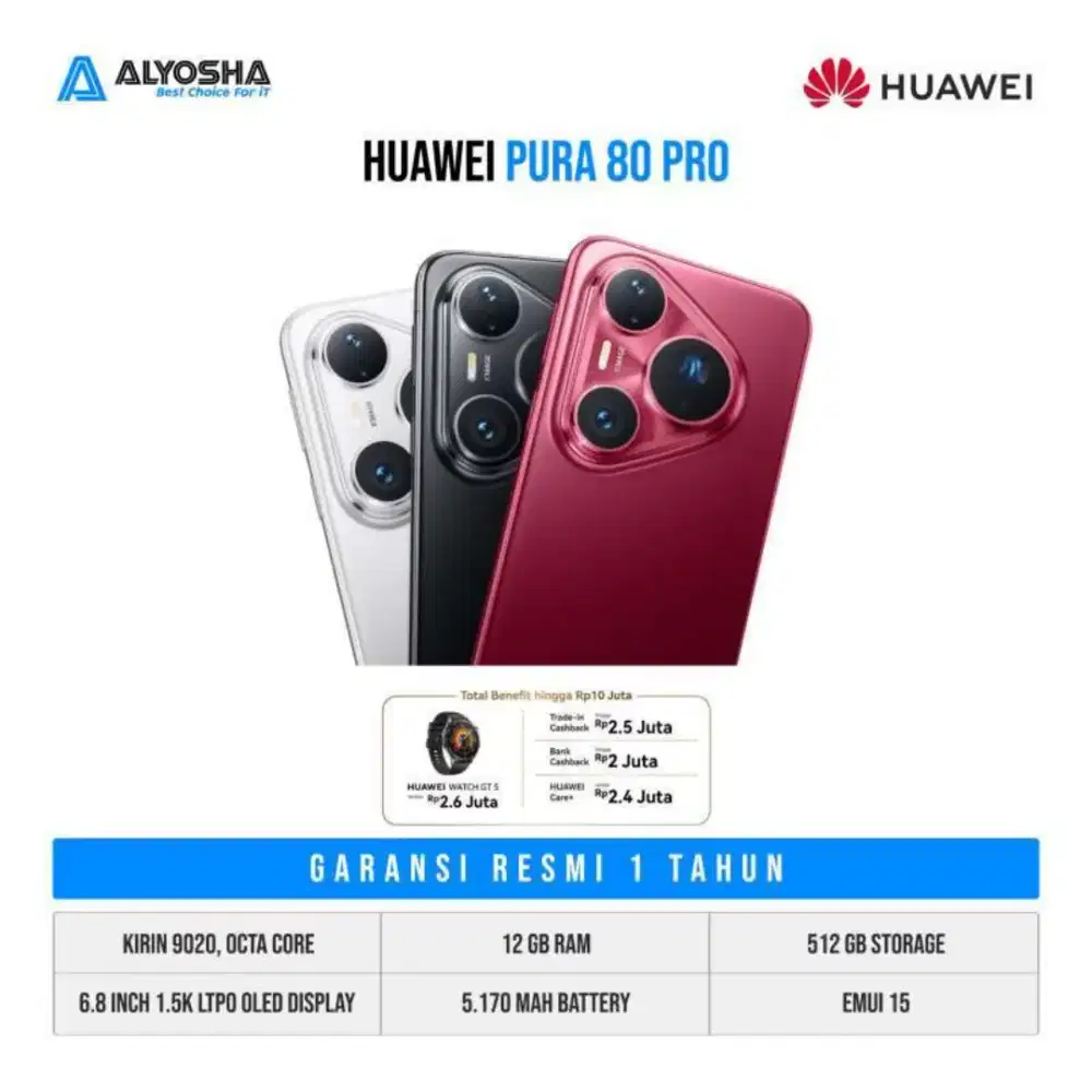 HUAWEI Pura 80 Pro | RAM 12GB | 512GB | Kirin 9020 | Kamera 50MP