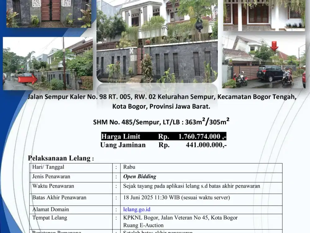 DIJUAL RUMAH MELALUI LELANG WILAYAH BOGOR