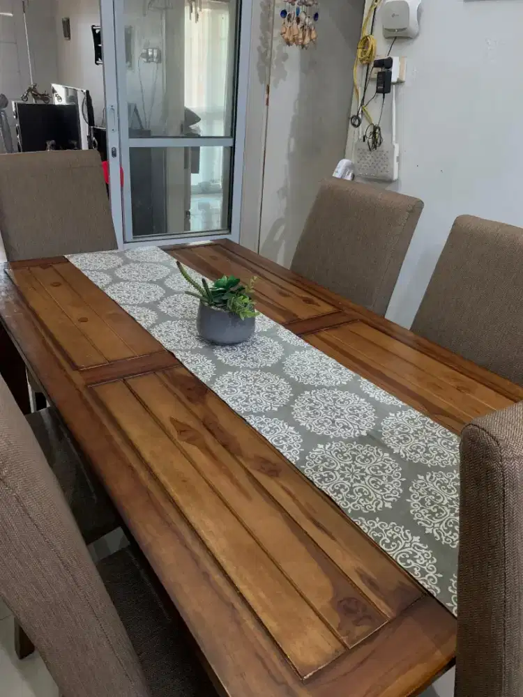 MEJA MAKAN KAYU JATI 1 SET