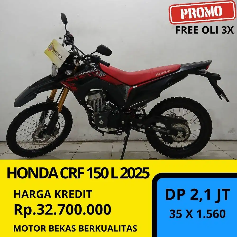 Honda CRF 150 L 2025 merah hitam Mokas Bergaransi