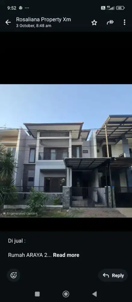 Di jual Rumah 2 lantai siap huni di ARAYA 2
STRATEGIS SIAP HUNI