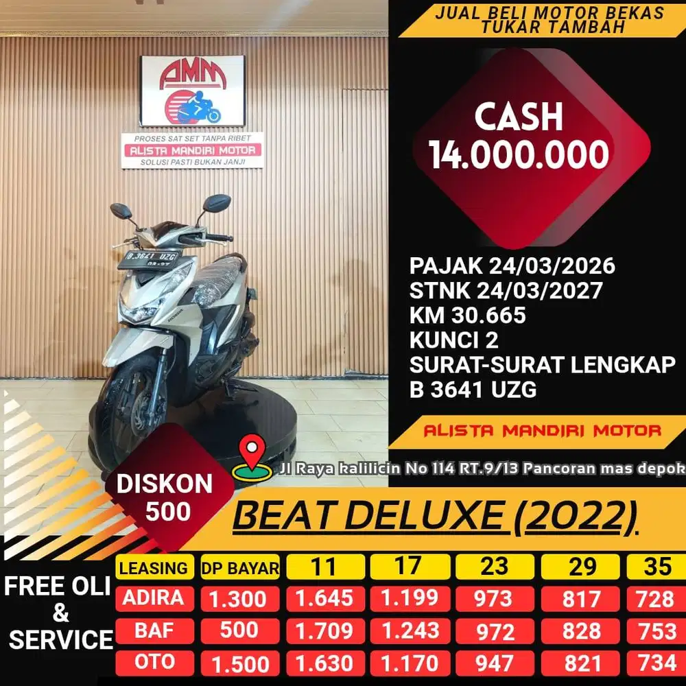 BEAT DELUXE 2022 DP 500 BISA CICILAN CC 0% KREDIVO TOKPED SPAYLETTER