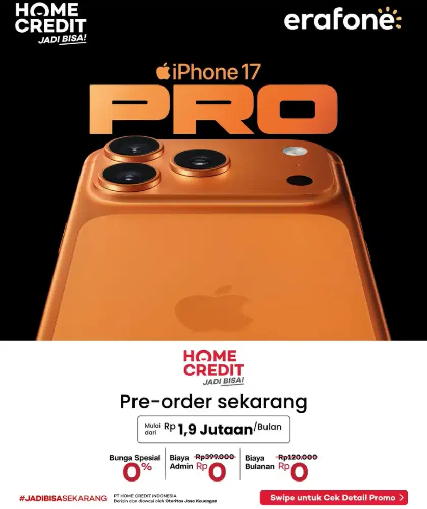 PRE-ORDER iPhone 17 Pro Resmi | Cicilan 0% PAKAI HOME CREDIT