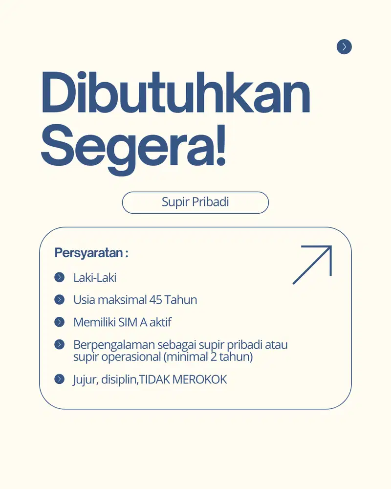 LOWONGAN SUPIR PRIBADI – GANDARIA, JAKARTA SELATAN