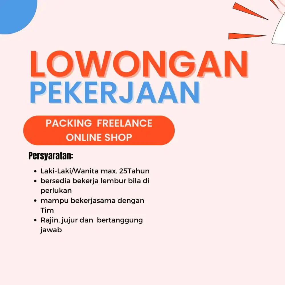 Lowongan packing freelance