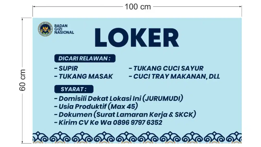 Lowongan relawan Makan bergizi nasional
