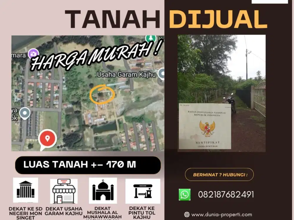 Kajhu - Tanah Murah luas +- 170m Harga 55Jt Terima SHM