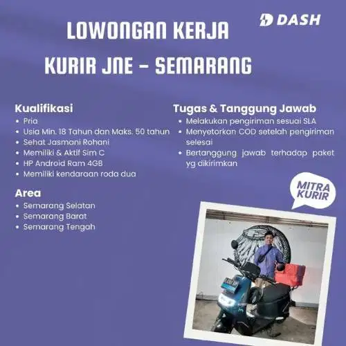 Lowongan kerja Kurir Motor JNE Kota Semarang