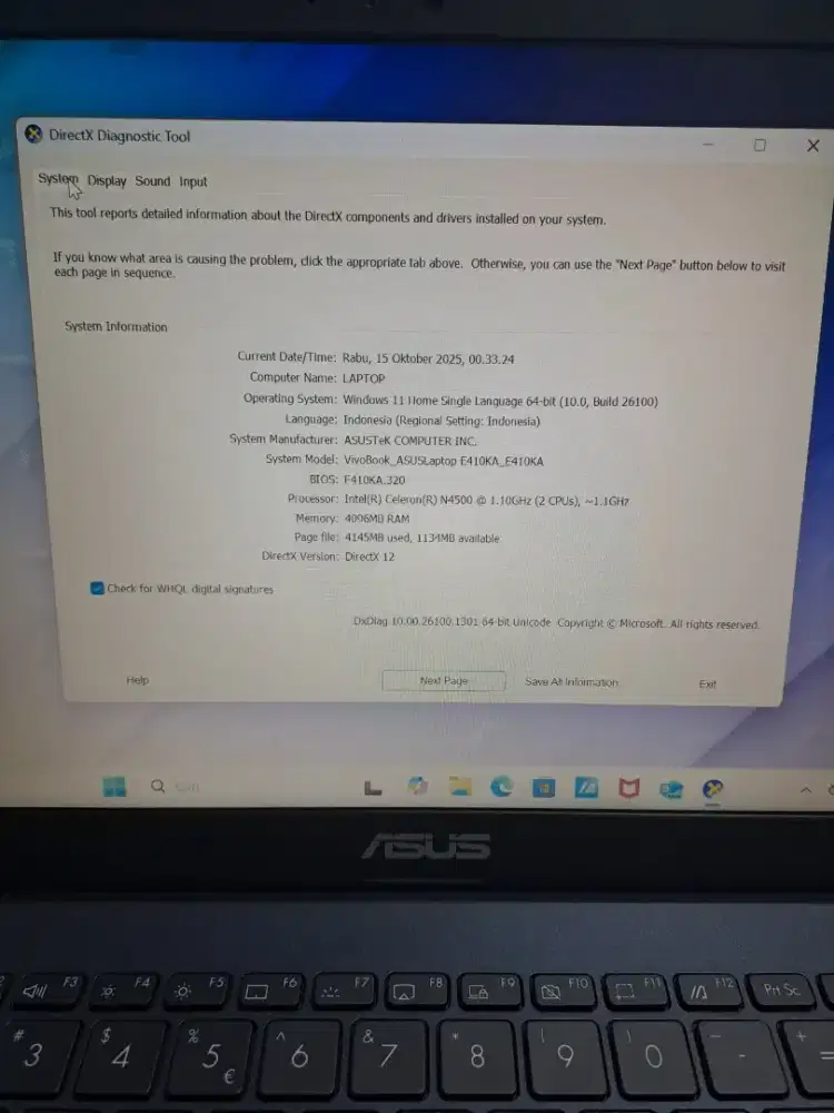 Laptop ASUS VIVOBOOK E410KA