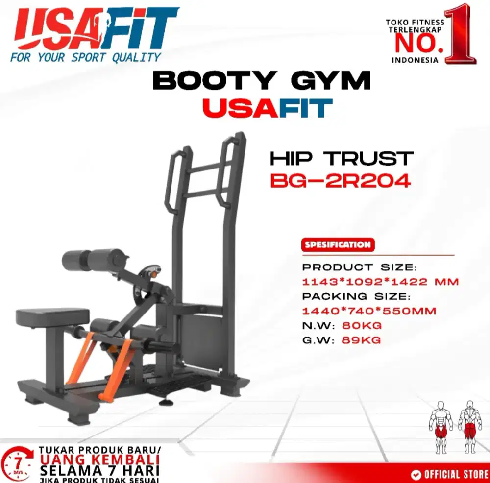 BOOTY GYM USAFIT HIP TRUST BG-2R204 ALAT FITNESS COMERCIAL