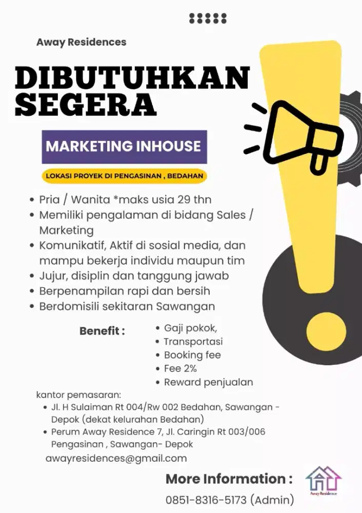 Lowongan Marketing inhouse