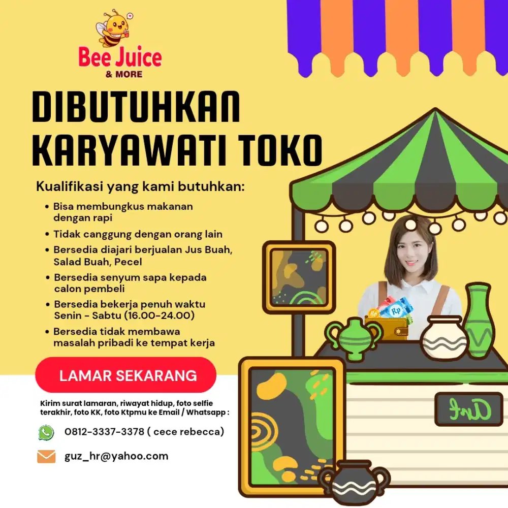 Dibutuhkan Karyawati Toko