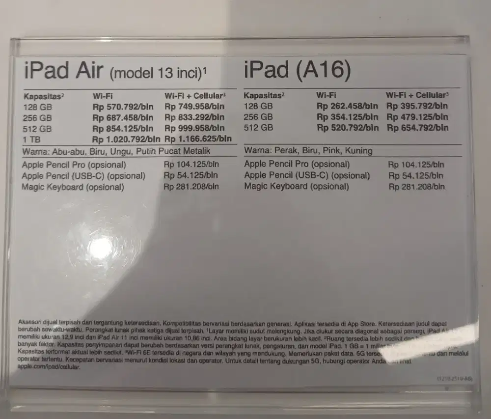 Ipad model 13 inci