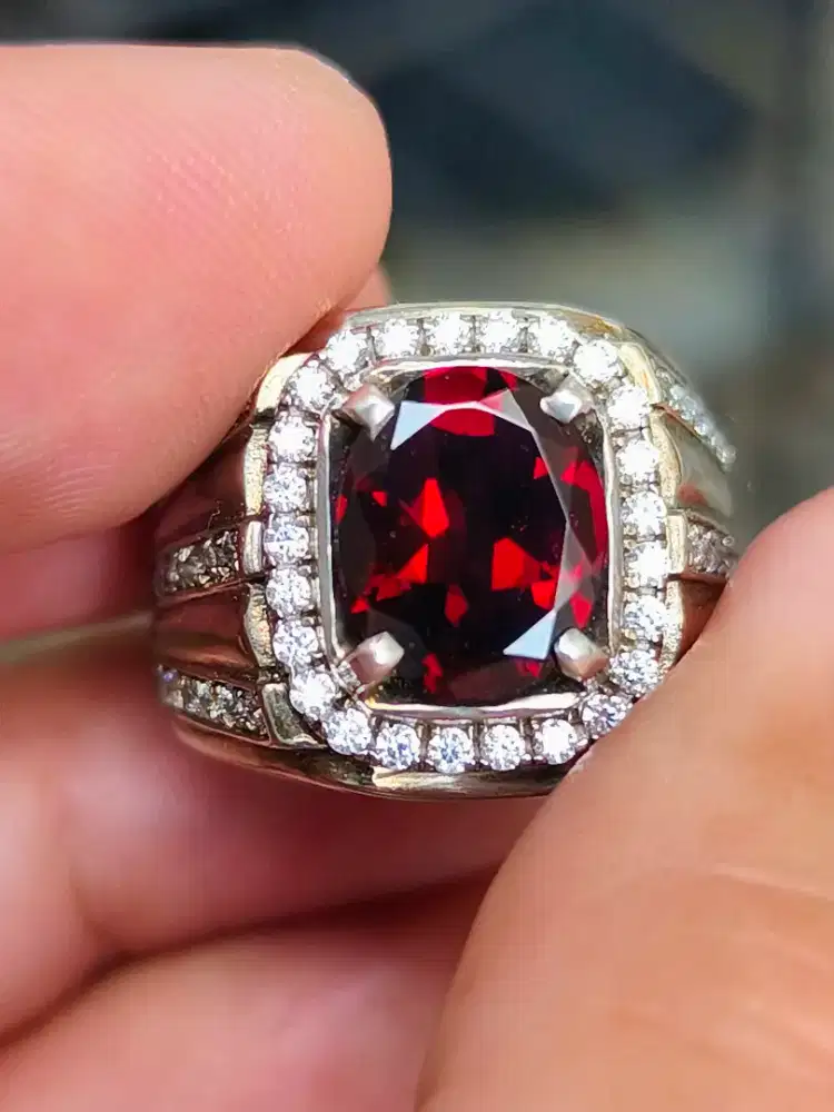 Cincin Batu garnet spessartite Namibia 3.75 crat ring perak memo MRI
