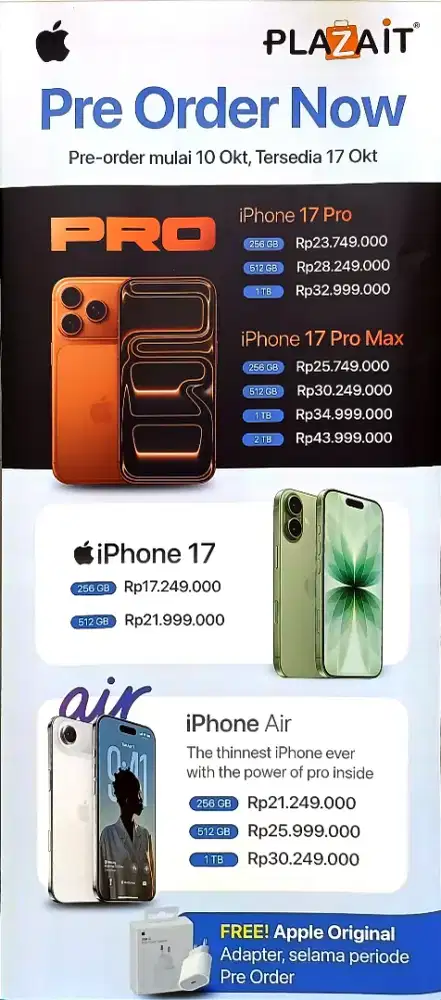 Iphone 17 Series Pre Order Now
Cicilan mulai dari 1  jutaan...
