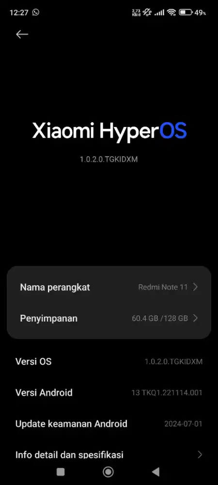 REDMI NOTE 11 6/128 HITAM