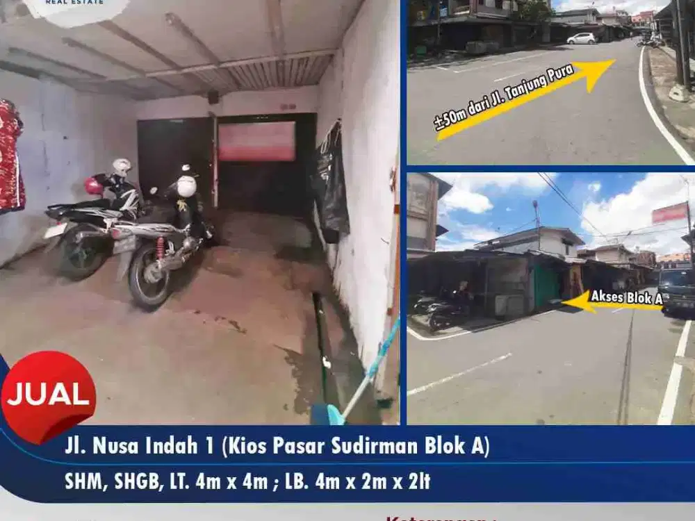 Dijual kios 2 pintu kawasan pasar dan pusat bisnis