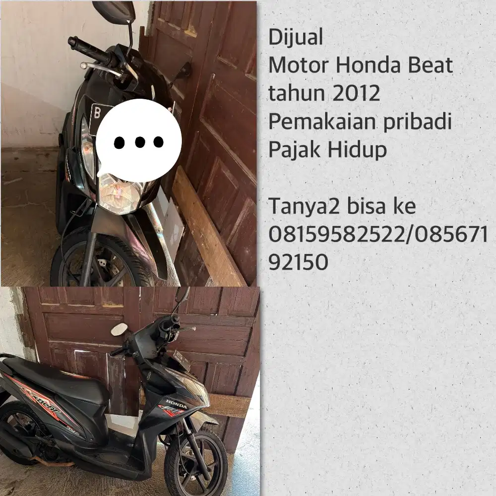 Beat Tahun 2012 Tangan 1 pemakaian pribadi