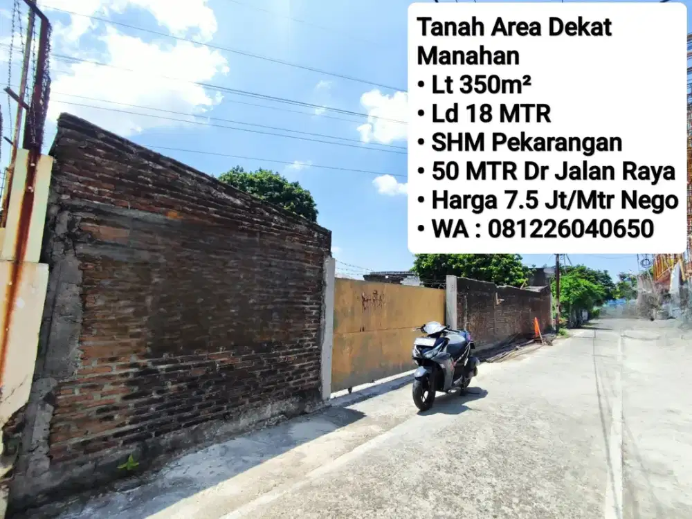 Jual Tanah Area Manahan Bisa Untuk Kantor Atau Rumah