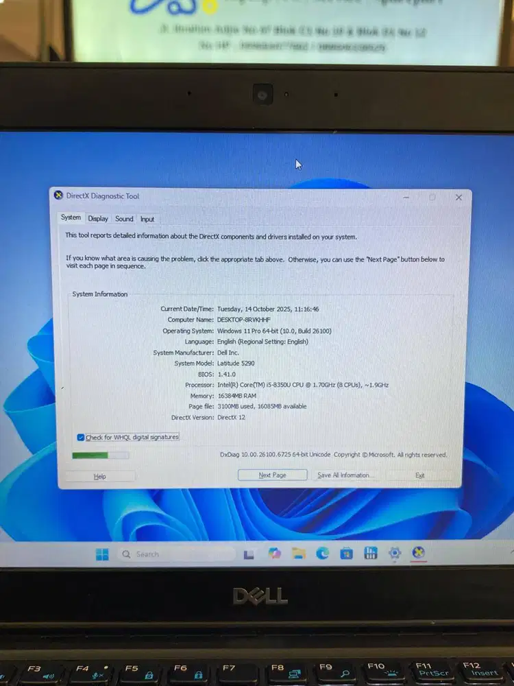DELL LATITUDE 5290 I5 GEN 8 RAM 16 GB SSD 256GB