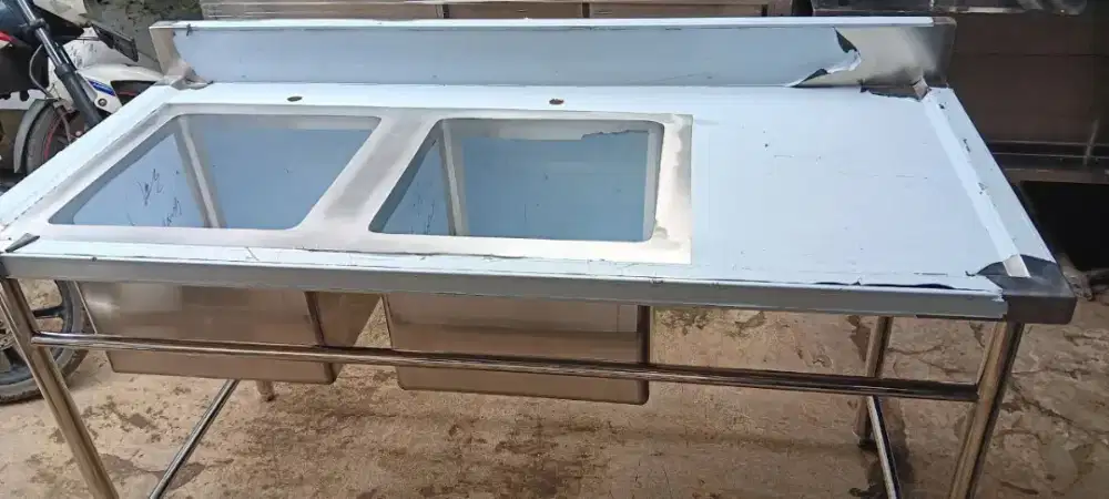 Sink 2 lobang Sayap New(Costum)
Ukuran 150x70x85 
Uk lobang 40x40x30