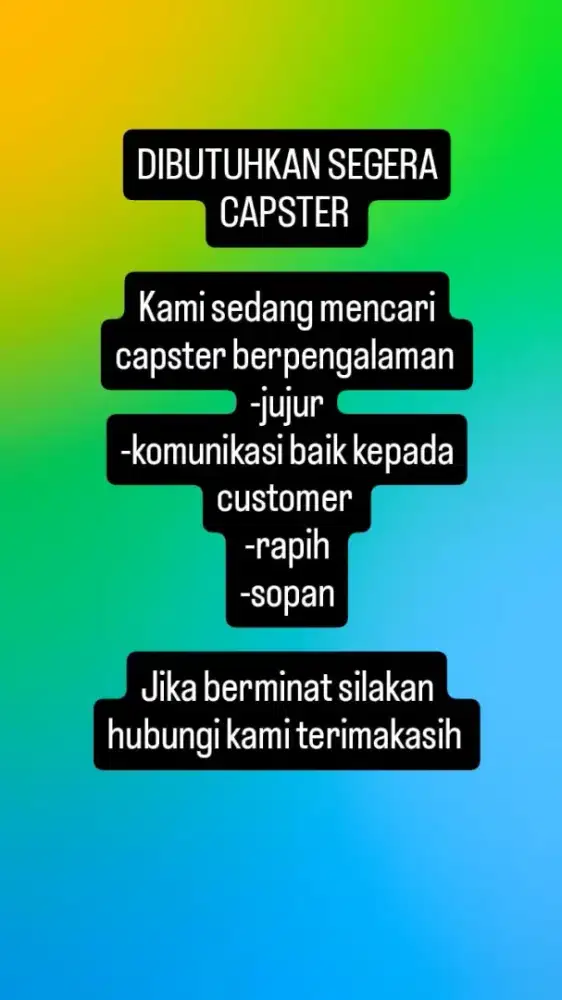 Di butuhkan karyawan Capster Potong Rambut
