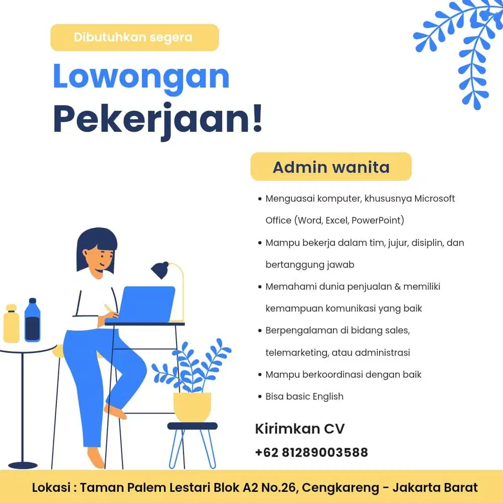 Dibutuhkan Segera – Admin Wanita
