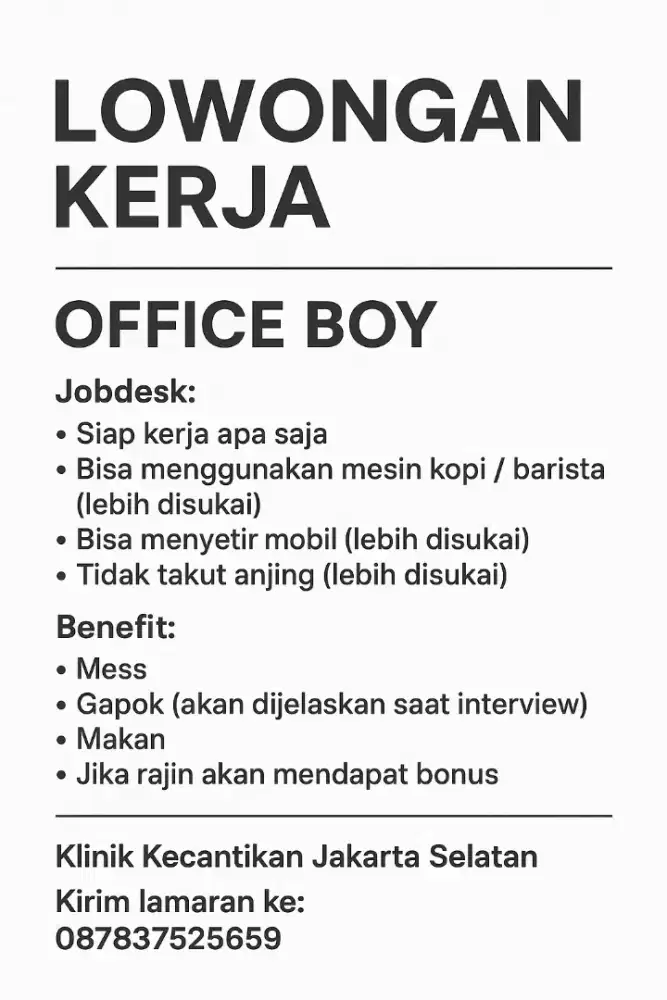 LOKER KHUSUS COWOK