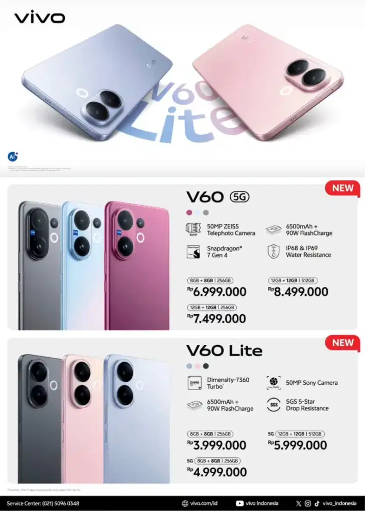 Vivo V60 Terbaru Garansi Resmi