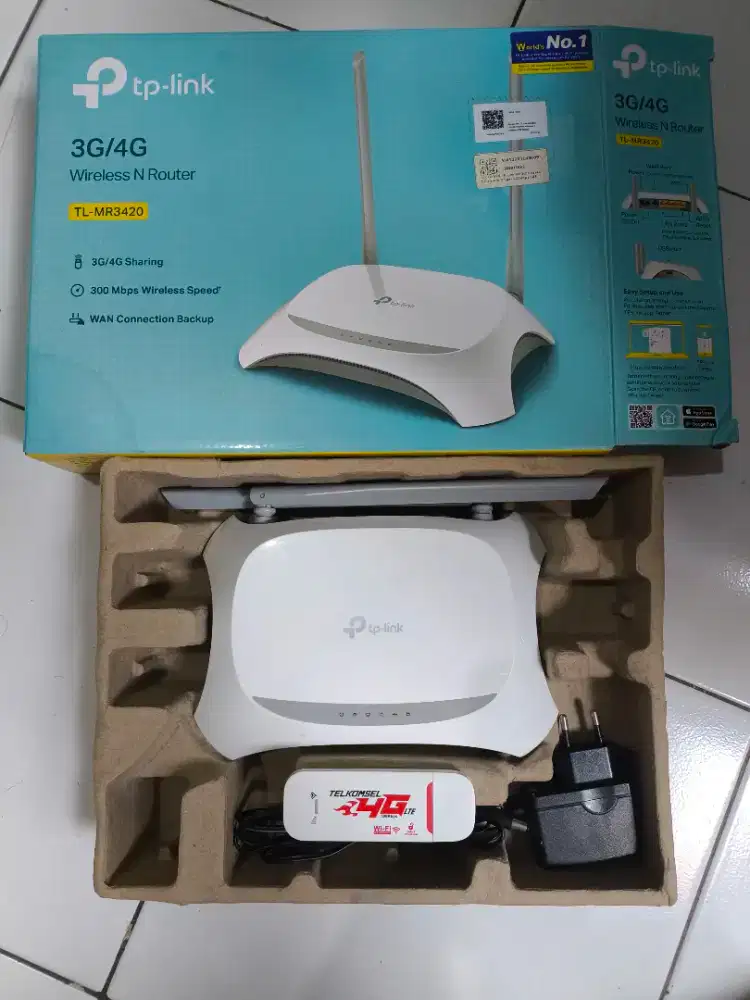 Router TP Link TL MR3420 + Modem Colok 4G