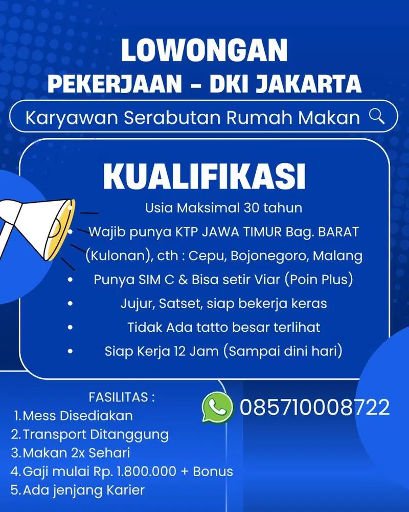 LOKER KARYAWAN SERABUTAN RUMAH MAKAN