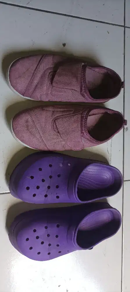 sepatu kulit Suede nevada+sandal karet