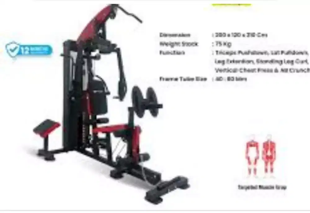 Home gym station 1 sisi beban 75 kg