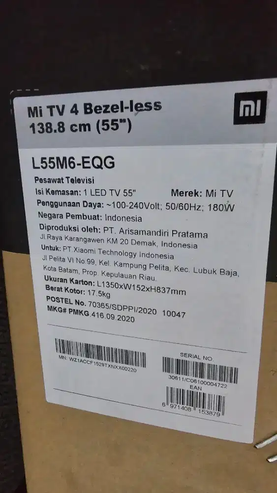 TV LCD Rusak, Mi TV 55 L55M6-EQG