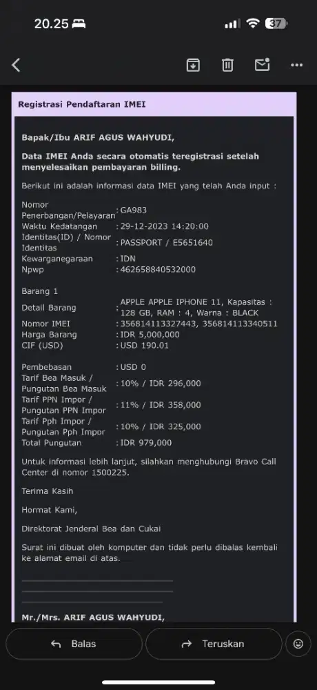iphone 11 128 Beacukai Asli
