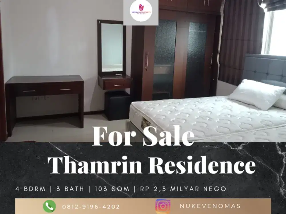 Dijual Apartement Thamrin Residence 3 BR Furnished Bagus