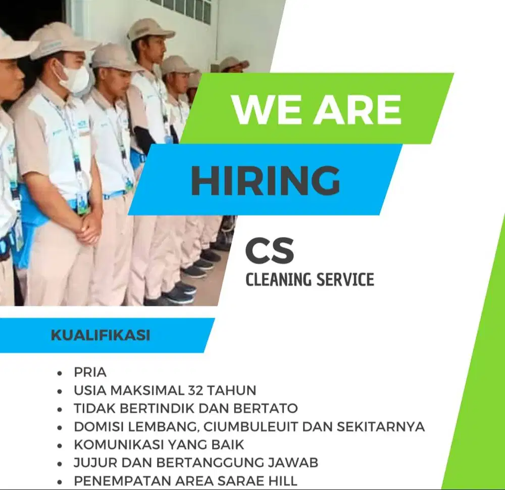 Dibutuhkan untuk posisi cleaning service