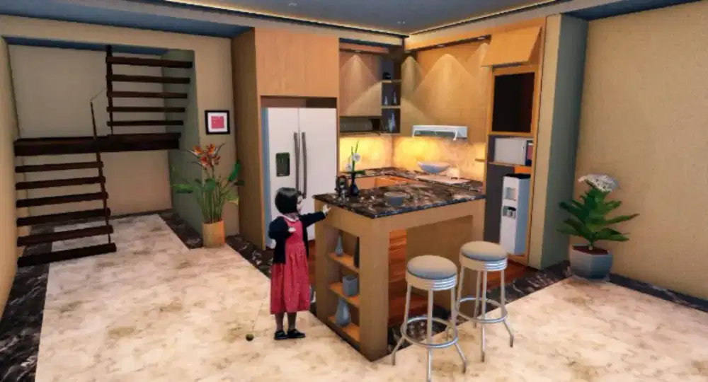 Gambar 3D dan gambar kerja interior