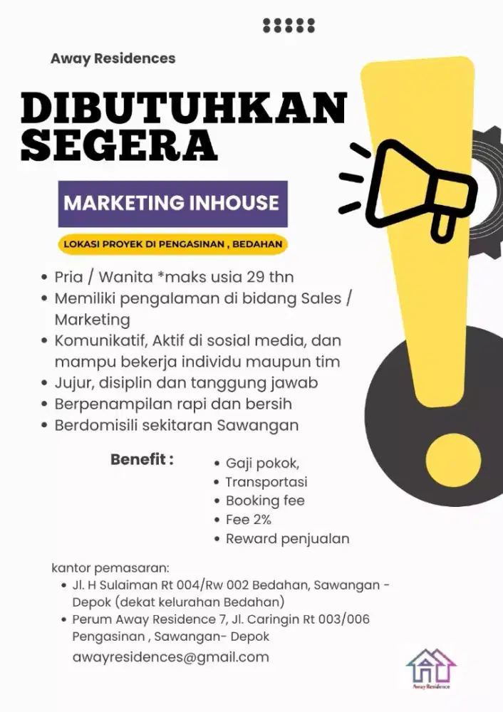 Lowongan Marketing inhouse