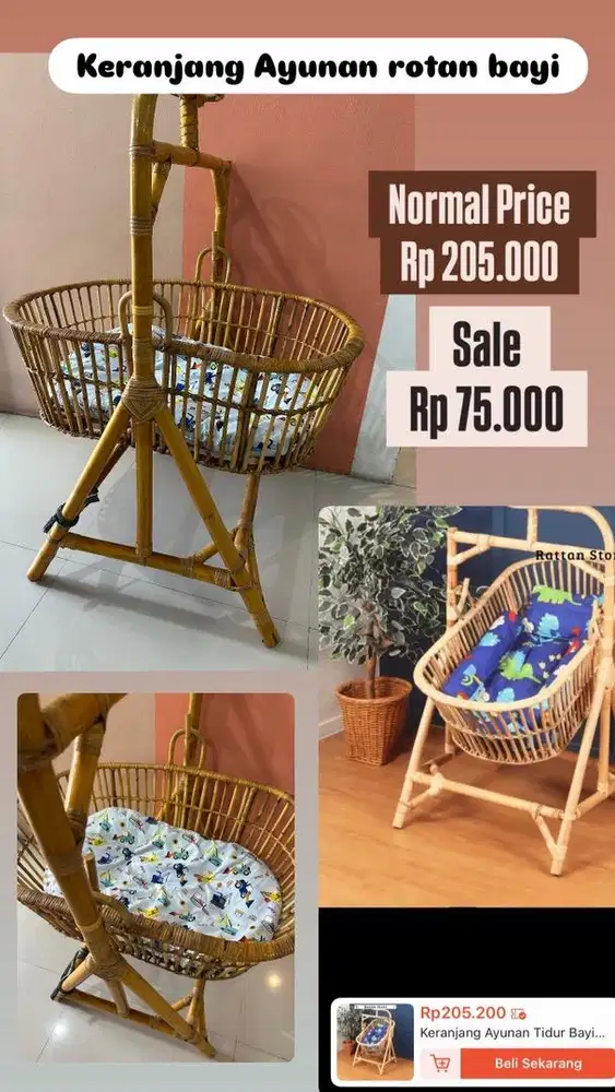 keranjang ayunan rotan