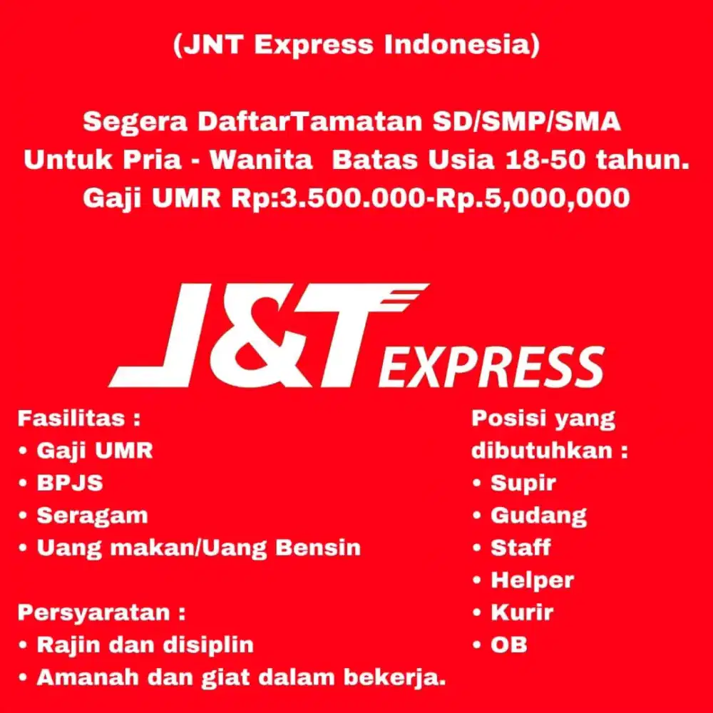 INFO LOWONGAN KERJA J&T EXPRESS