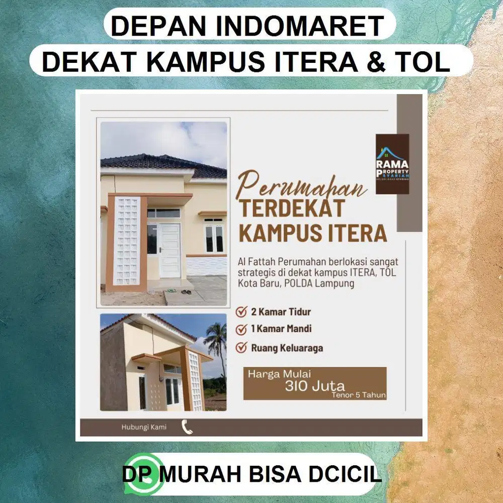 PERUMAHAN DEKAT DENGAN KAMPUS ITERA AKSES MUDAH DAN PINGGIR JALAN