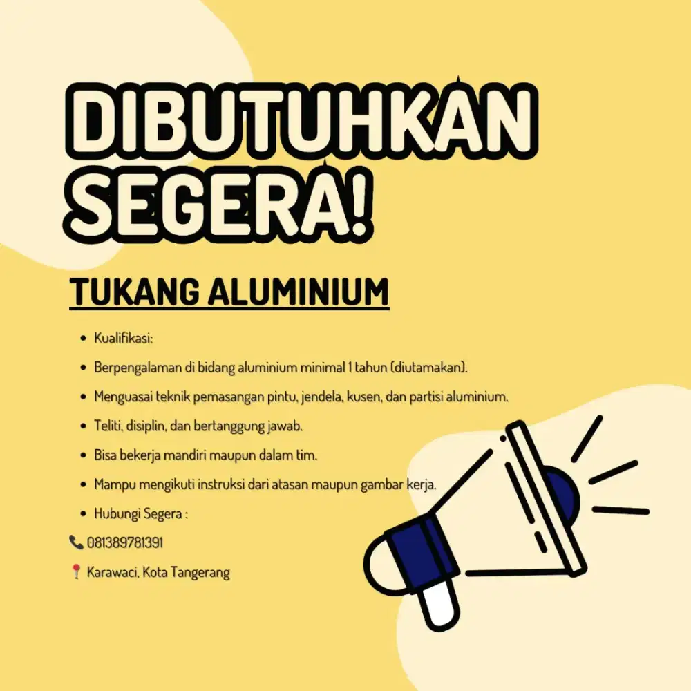 Tukang Aluminium Pintu dan Jendela Berpengalaman
