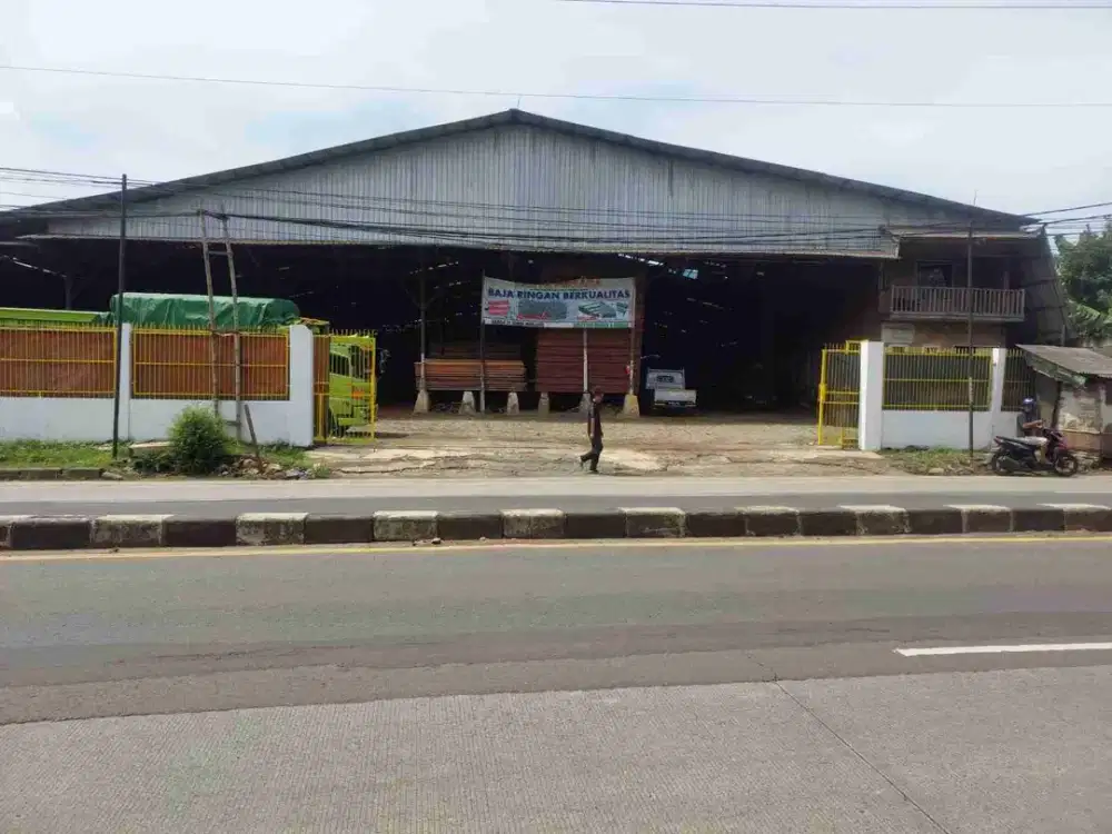 Dijual Tanah Strategis + Gudang Jalan Raya Parung Bogor