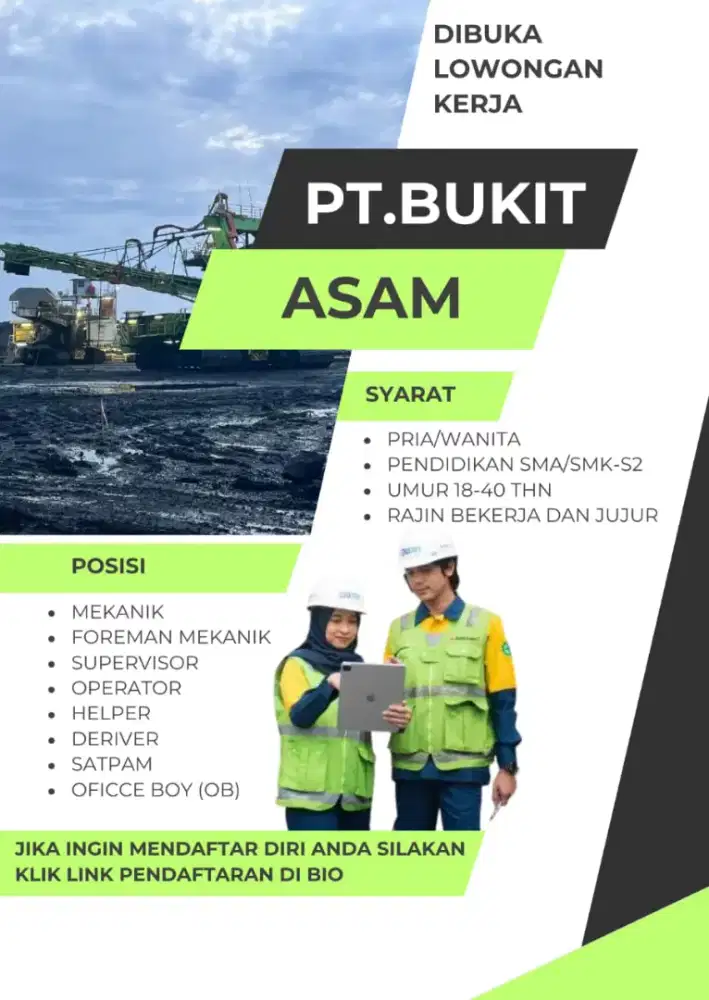 Dibuka Lowongan Pekerjaan - PT. Bukit Asam TBK