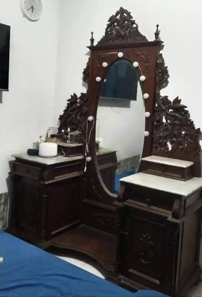 Meja rias Jati Marmer