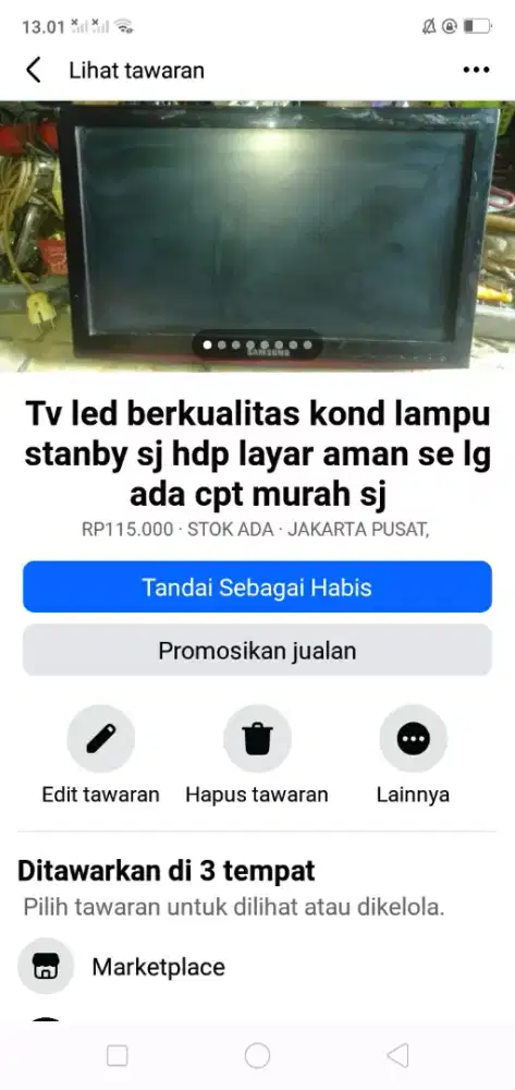 Tv led berkualitas kond hdp hanta lampu stanby sj layar aman hrg murah
