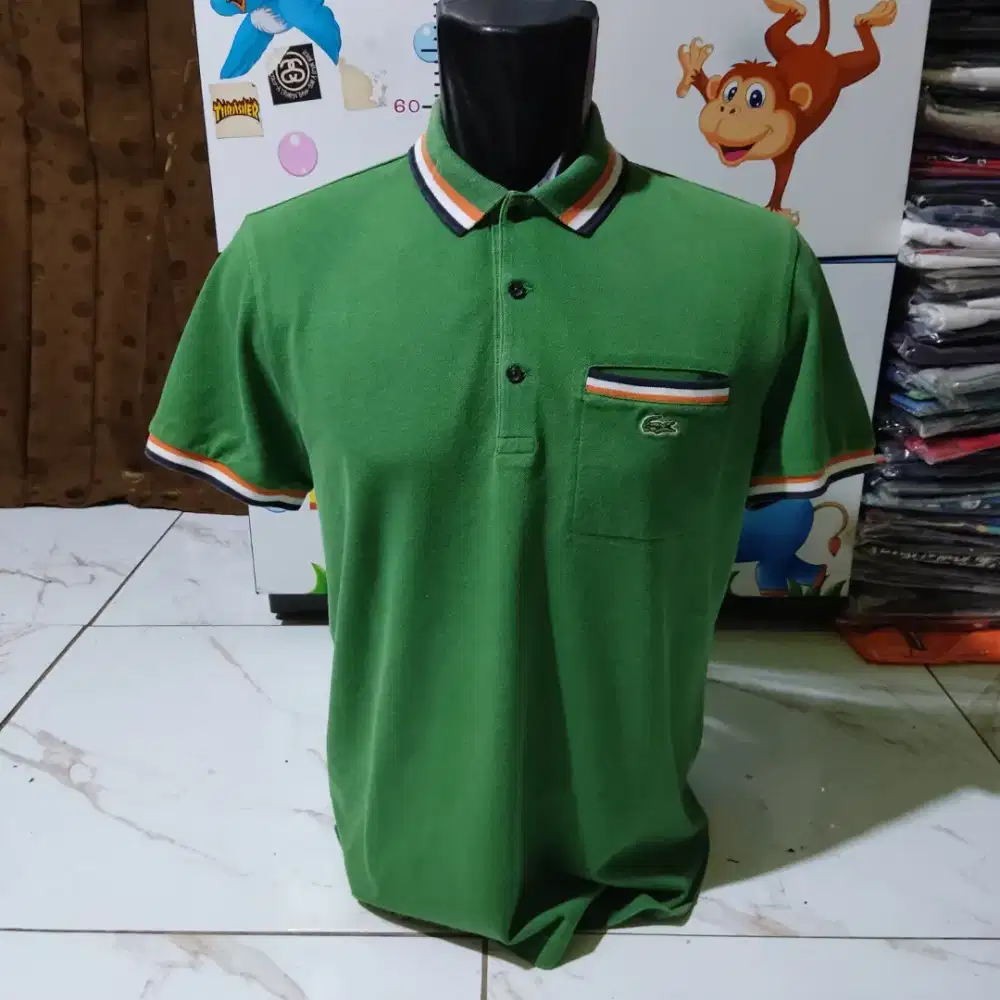 Kaos polo shirt Lacoste Twin Tipped colour Green Size No.5
