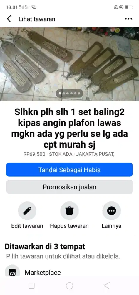 Slhkn plh slh 1 set isi 4 baling2 kipas plafon lawas kond bgs murah sj